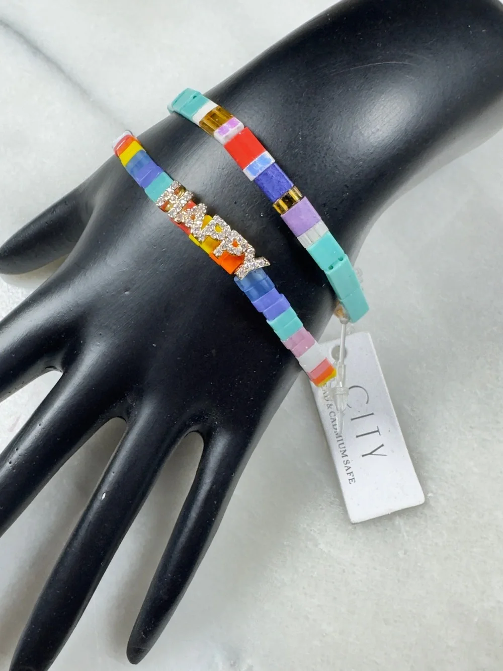 Pair Tile Bracelet Bohemian Style Multicolored by CITY